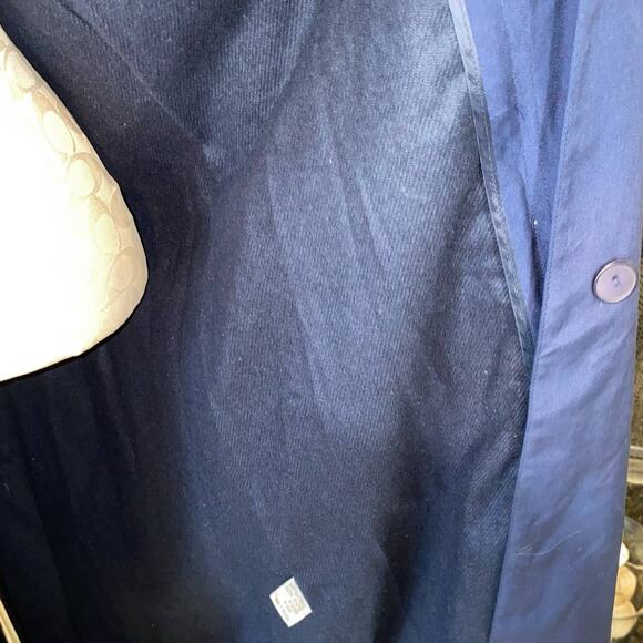 Vintage Investment Hooded Belted Trenchcoat Blue and Red Women's Size 10 - Picture 15 of 16